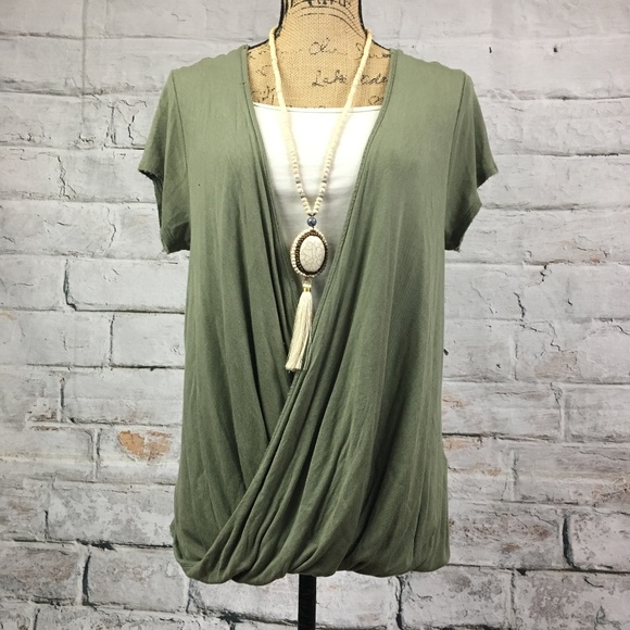Free People Tops - Free People Cute Olive Cross Front Blouse
